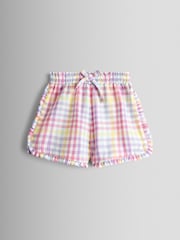 JoJo Maman Bébé White Rainbow Gingham Frill Detail Top & Short Set - Image 4 of 6