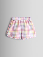 JoJo Maman Bébé White Rainbow Gingham Frill Detail Top & Short Set - Image 5 of 6