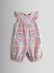 وردي - JoJo Maman Bébé Ruffle Shoulder Romper - صورة 1 من 3