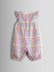 وردي - JoJo Maman Bébé Ruffle Shoulder Romper - صورة 2 من 3