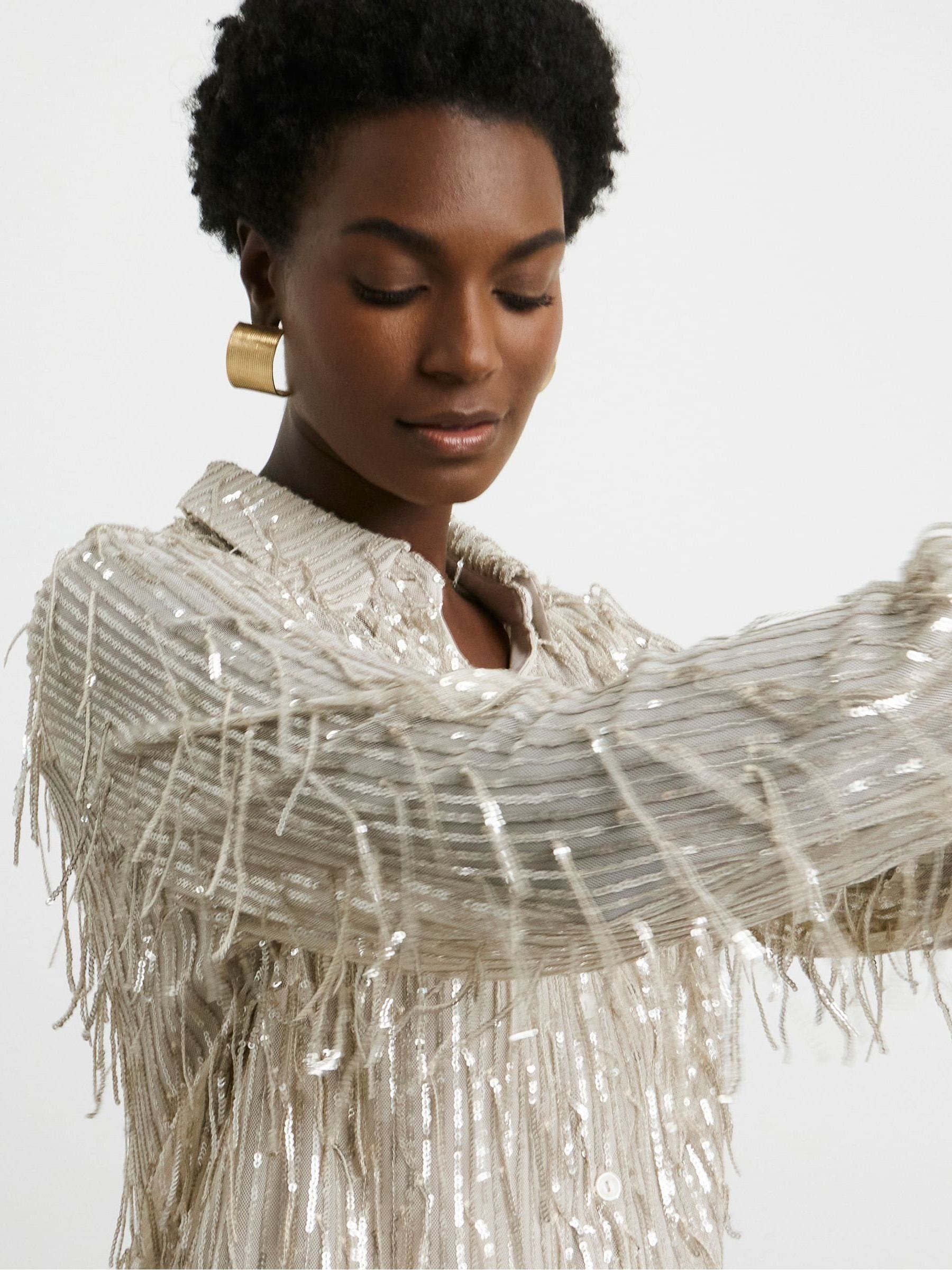 Buy Joanna Hope Gold Tassle Sequin Shirt from the Next UK online shop