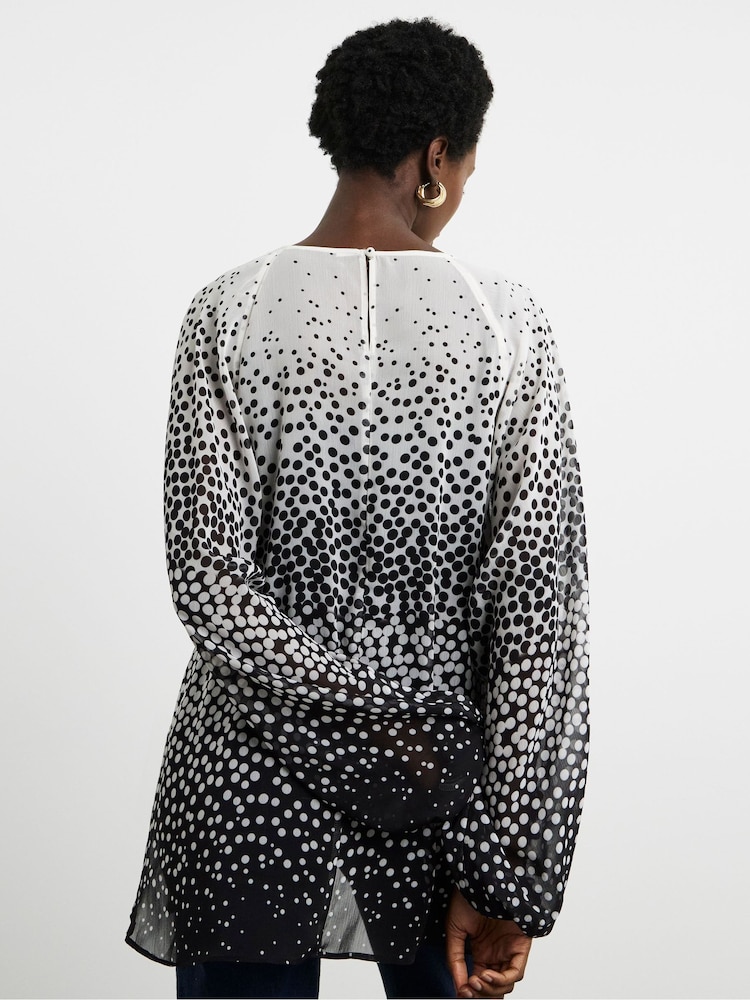 Joanna Hope Ombre Spot Print Tie Detail Black Blouse - Image 2 of 4 Joanna Hope Ombre Spot Print Tie Detail Black Blouse - Image 2 of 4