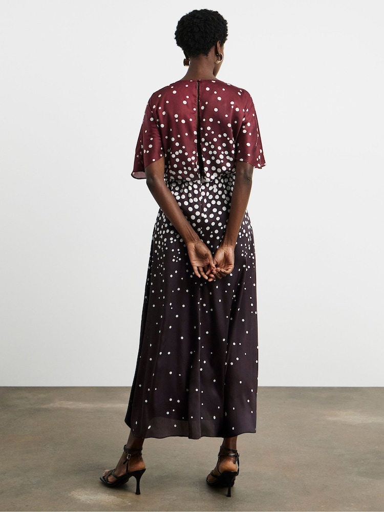 Joanna Hope Red Ombre Polka Dot Split Sleeve Maxi Dress - Image 2 of 4