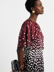 Joanna Hope Red Ombre Polka Dot Split Sleeve Maxi Dress - Image 4 of 4