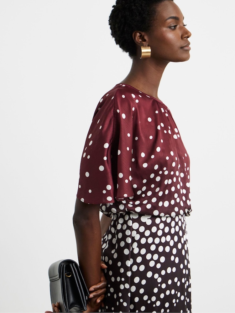 Joanna Hope Red Ombre Polka Dot Split Sleeve Maxi Dress - Image 4 of 4 Joanna Hope Red Ombre Polka Dot Split Sleeve Maxi Dress - Image 4 of 4