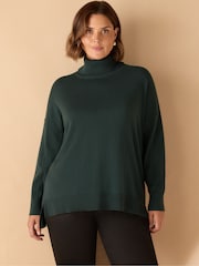 Live Unlimited Green Curve Roll Neck Jumper - Image 1 of 5