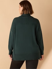 Live Unlimited Green Curve Roll Neck Jumper - Image 4 of 5