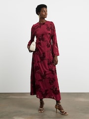 Joanna Hope Red Textured Floral Dress - Image 1 of 4