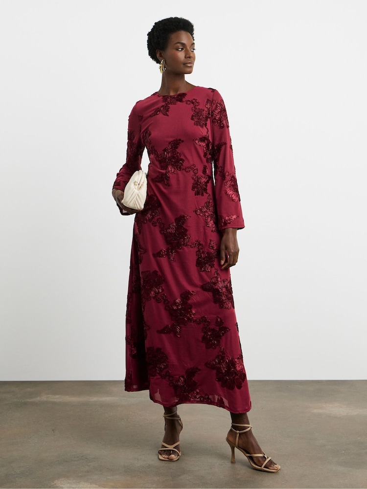 Joanna Hope Red Textured Floral Dress - Image 1 of 4