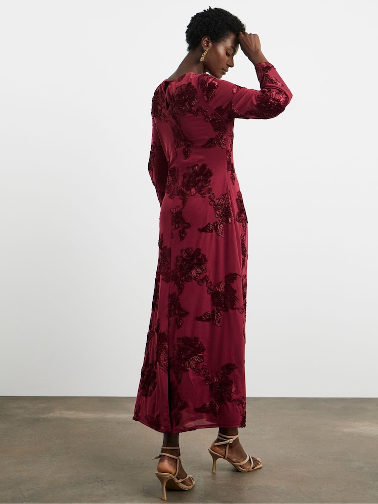 Joanna Hope Red Textured Floral Dress - Image 2 of 4