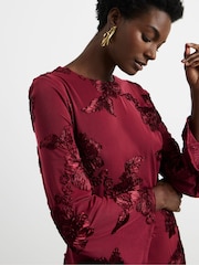 Joanna Hope Red Textured Floral Dress - Image 3 of 4