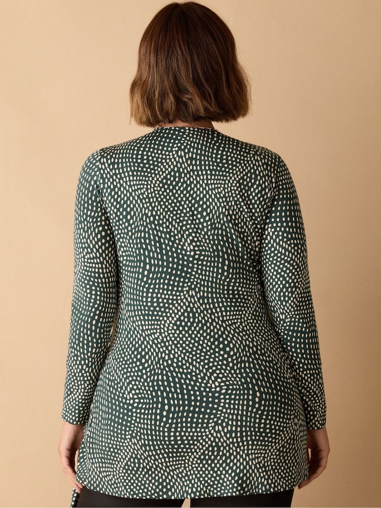 Live Unlimited Green Curve Spot Print V-Neck Side Tie Tunic - Image 5 of 5