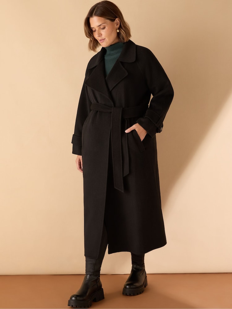Live Unlimited Black Wool Blend Belted Coat - Image 4 of 4 Live Unlimited Black Wool Blend Belted Coat - Image 4 of 4