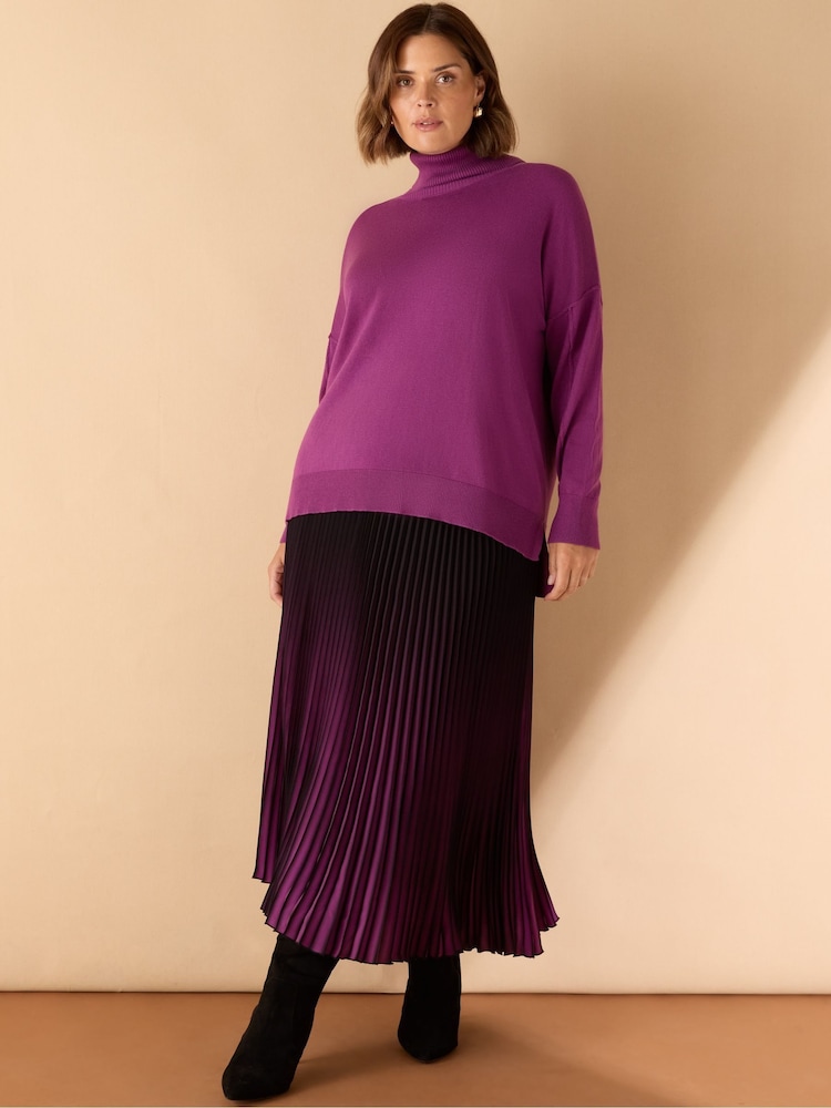 Live Unlimited Purple Curve Ombre Pleated Skirt - Image 1 of 1 Live Unlimited Purple Curve Ombre Pleated Skirt - Image 1 of 1