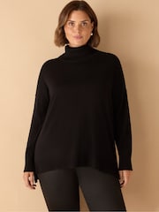 Live Unlimited Black Curve Roll Neck Jumper - Image 2 of 5
