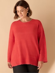 Live Unlimited Red Curve Crew Neck Contrast Stitch Jumper - Image 2 of 5