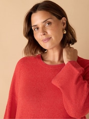 Live Unlimited Red Curve Crew Neck Contrast Stitch Jumper - Image 3 of 5