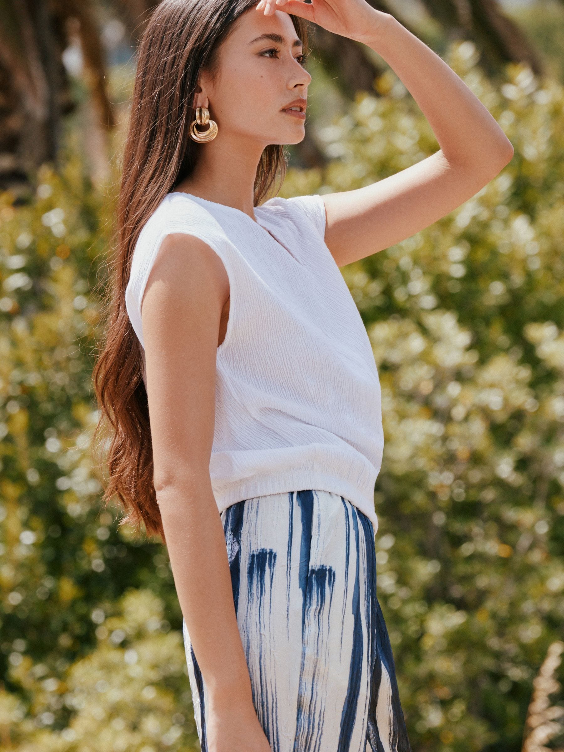 Buy White Short Sleeve Texture Notch Neck Bubblehem Top from Next USA