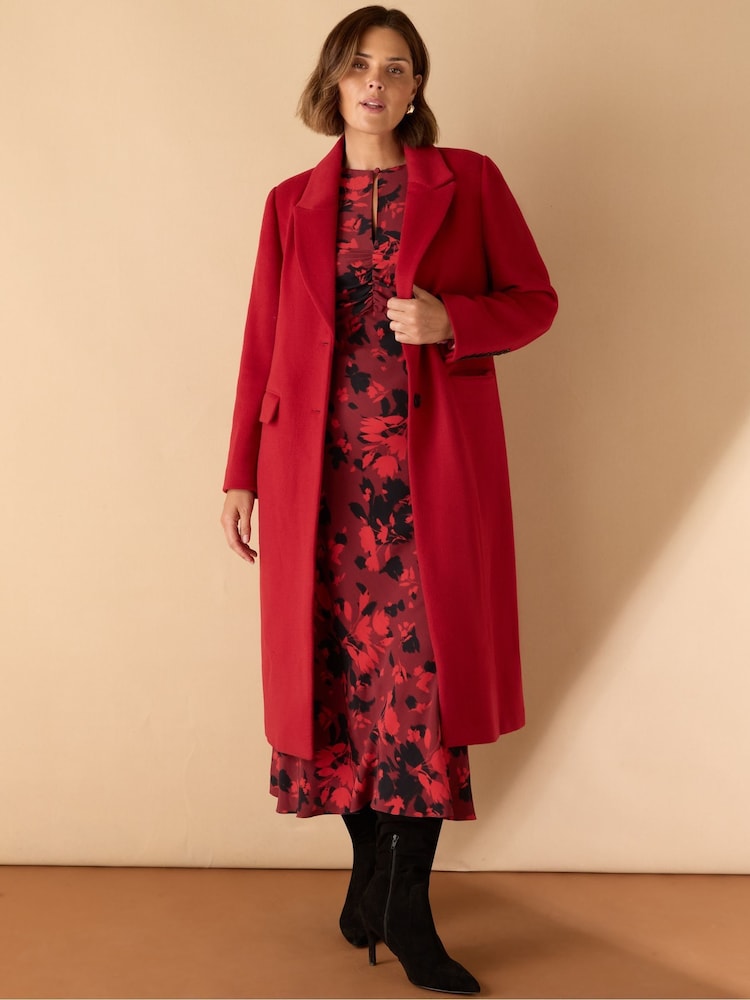 Live Unlimited Red Wool Blend Tailored Coat - Image 1 of 3 Live Unlimited Red Wool Blend Tailored Coat - Image 1 of 3