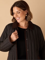 Live Unlimited Black Curve Quilted Jacket With Detachable Collar - Image 3 of 4