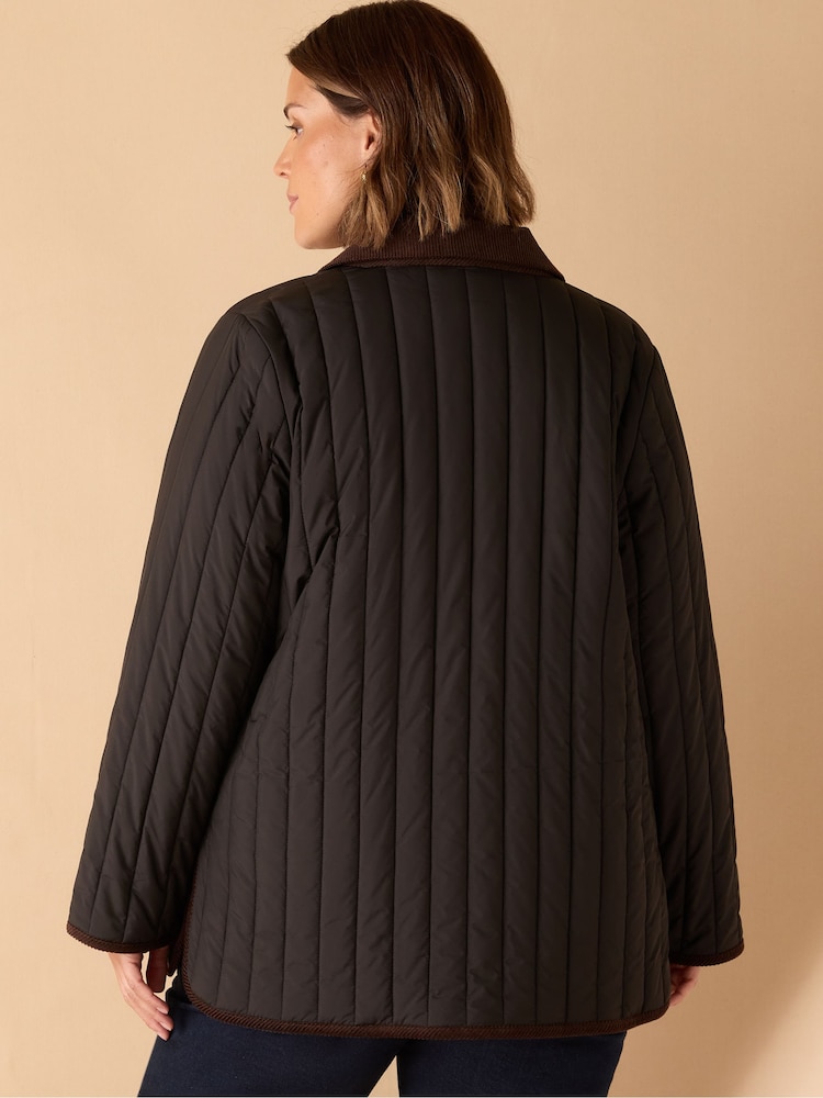Live Unlimited Black Curve Quilted Jacket With Detachable Collar - Image 4 of 4 Live Unlimited Black Curve Quilted Jacket With Detachable Collar - Image 4 of 4