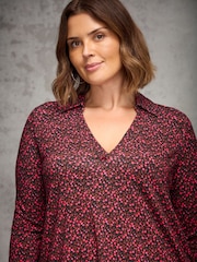 Live Unlimited Red Curve Ditsy Polo Collar V-Neck Tunic - Image 3 of 3