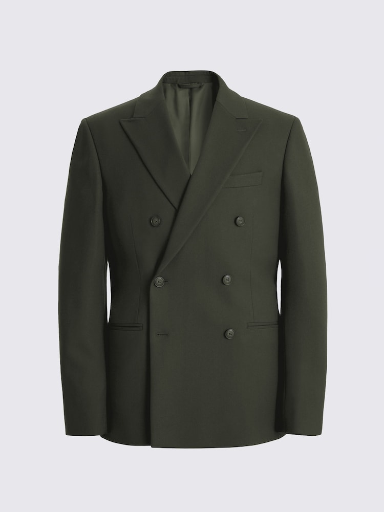 MOSS Forest Green Double Breasted Slim Fit Flannel Double Breasted Suit Jacket - Image 5 of 5 MOSS Forest Green Double Breasted Slim Fit Flannel Double Breasted Suit Jacket - Image 5 of 5