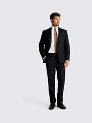 MOSS Tailored Fit Navy Blue Brown Stripe Performance Jacket - Image 1 of 6