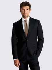 MOSS Tailored Fit Navy Blue Brown Stripe Performance Jacket - Image 2 of 6