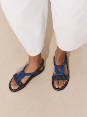 Cobalt Blue Rope Sling Back Sandals - Image 2 of 11