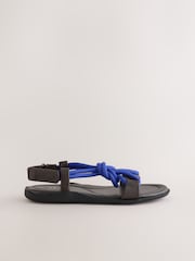 Cobalt Blue Rope Sling Back Sandals - Image 7 of 11
