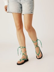 Arizona Love Green Trekky Toe Post Sandals With Green Bandana Cord - Image 1 of 1