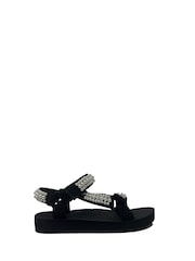Arizona Love Black Trekky Sandals With Mini Pearls - Image 1 of 2
