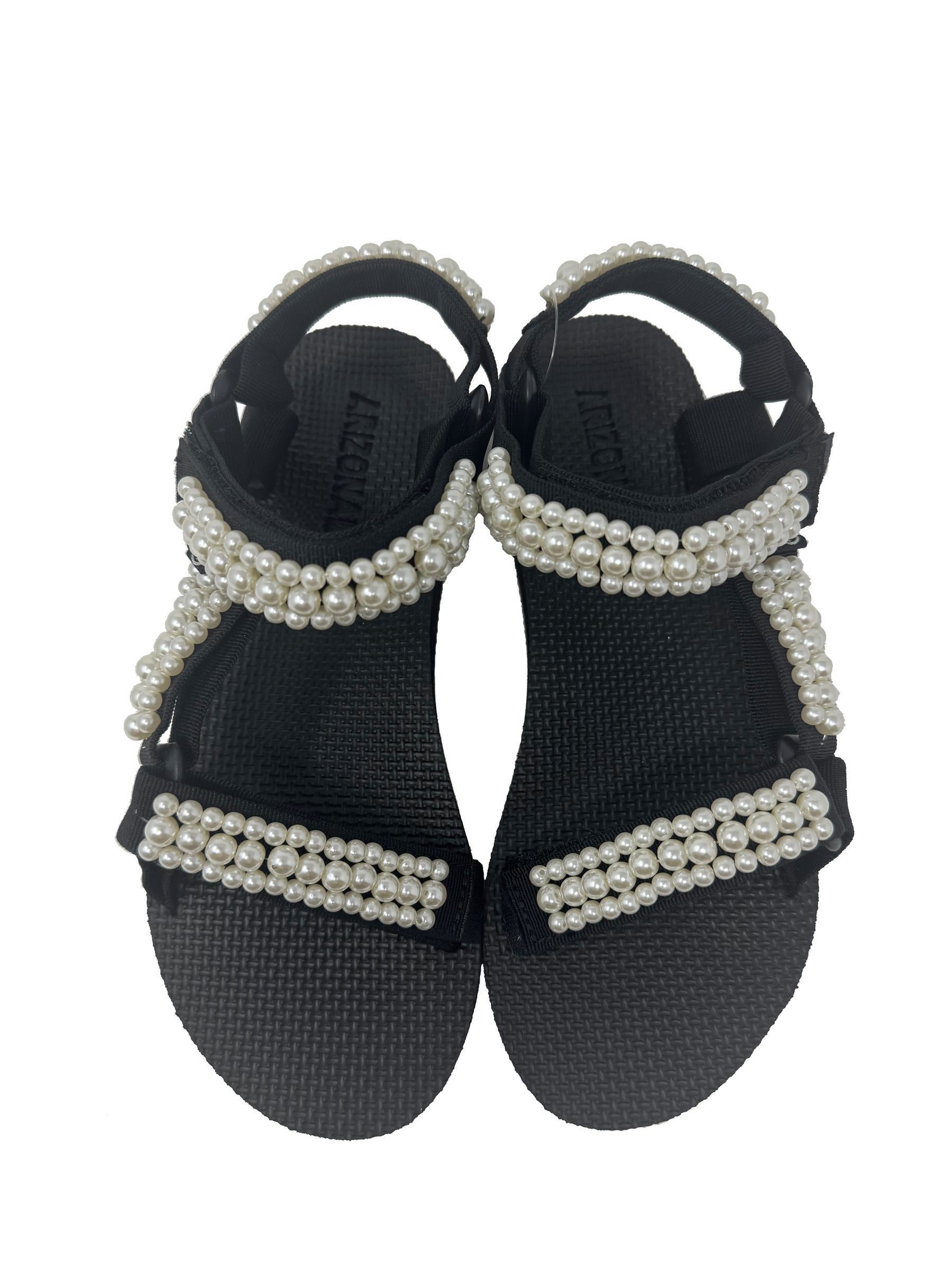 Buy Arizona Love Black Trekky Sandals With Mini Pearls from Next USA