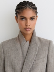 Reiss Ember Herringbone Double-Breasted Blazer Wool-Cotton - Imagem 4 de 6