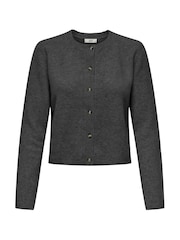 JDY Grey Knitted Button Down Short Cardigan - Image 3 of 4