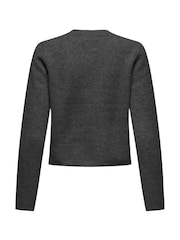 JDY Grey Knitted Button Down Short Cardigan - Image 4 of 4