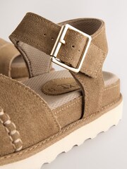 Tan Brown Forever Comfort® Round Toe Leather Chunky Flat Form Sandals - Image 5 of 5