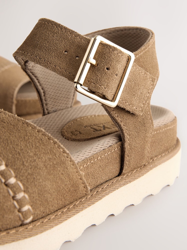 Tan Brown Forever Comfort® Round Toe Leather Chunky Flat Form Sandals - Image 5 of 5