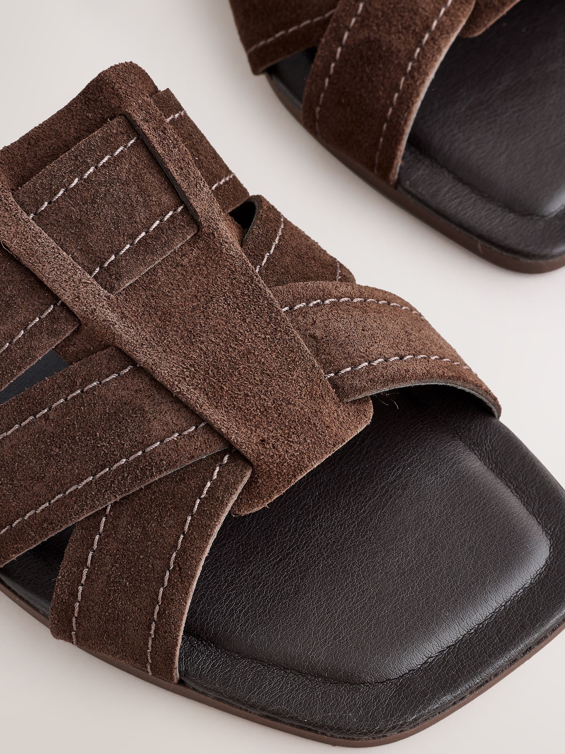 SOFT STITCH MULE SANDALS ブラウン Buy Chocolate Brown Standard/Wide Fit Forever Comfort® Stitched