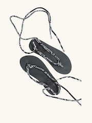 Arizona Love Black Trekky Toe Post Sandals With Black Bandana Cord - Image 2 of 2