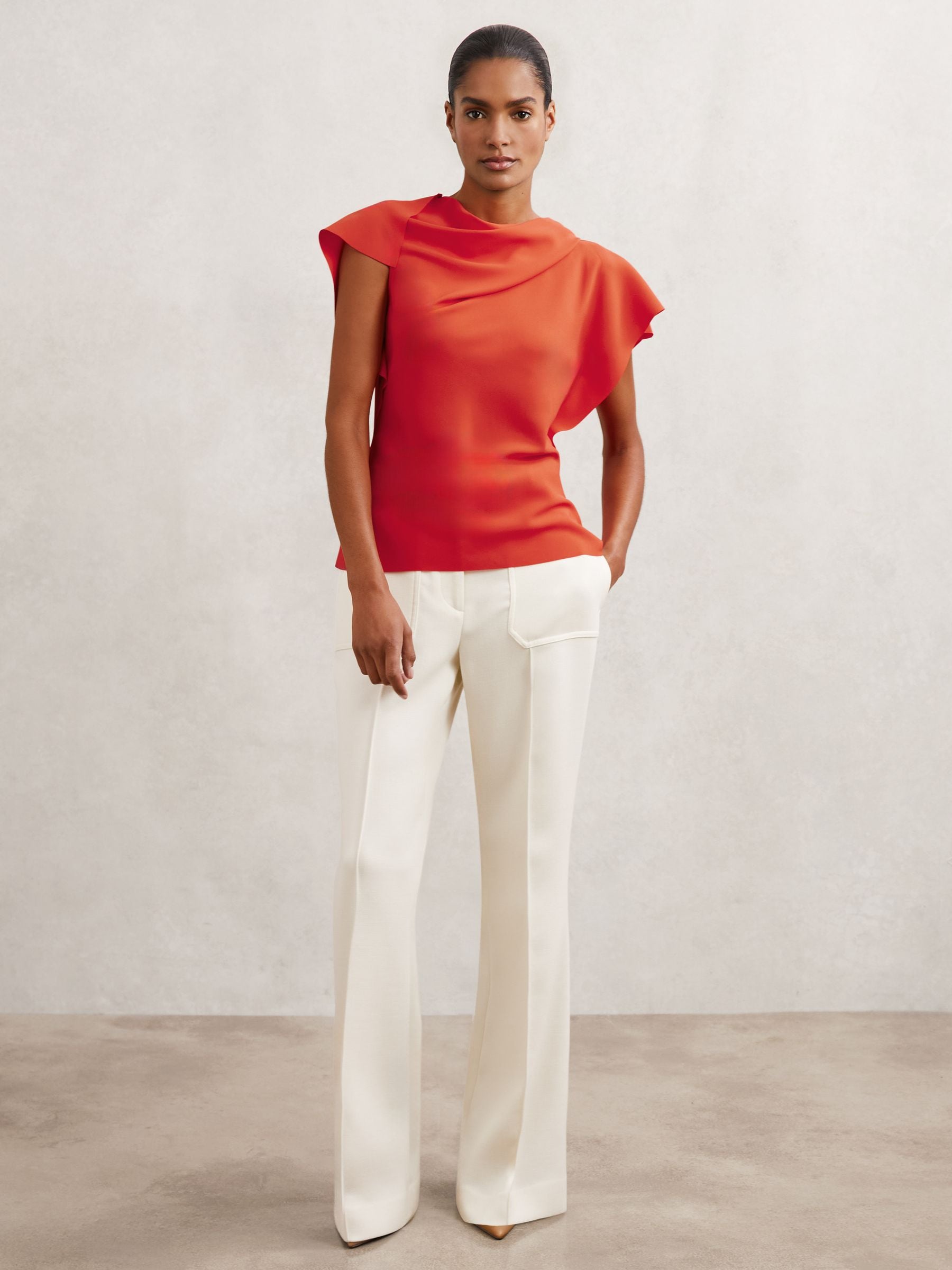 Buy Reiss Orange Natalie Asymmetric Drape-Neck Top from the Next