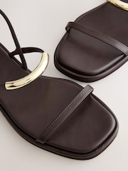 Chocolate Brown Forever Comfort® Square Toe Metal Trim Flatform Sandals - Image 10 of 10