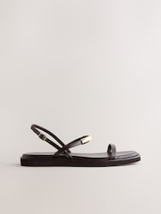 Chocolate Brown Forever Comfort® Square Toe Metal Trim Flatform Sandals - Image 7 of 10