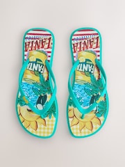 Green Printed Flip Flops - Image 1 of 9