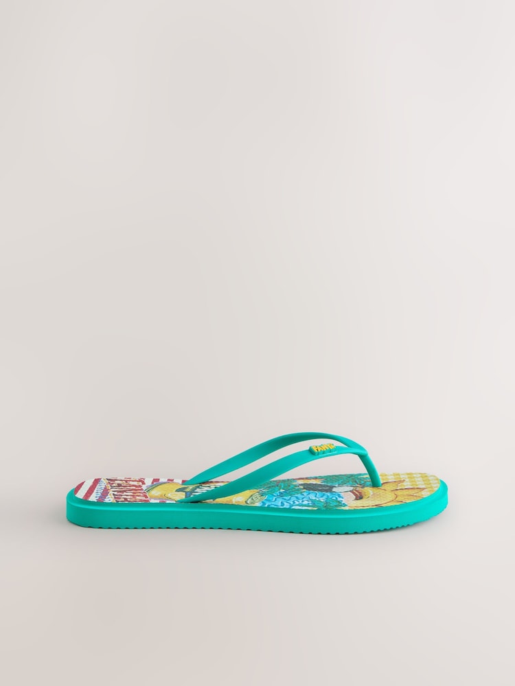 Green Printed Flip Flops - Image 2 of 9