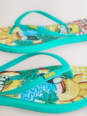 Green Printed Flip Flops - Image 5 of 9