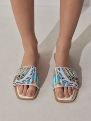 White Forever Comfort® Beaded Square Toe Mules - Image 2 of 5