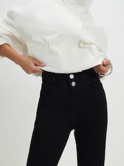 River Island Black Petite High Waisted Relaxed Flare Jeans - Image 3 of 5