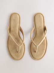 Tan Brown Suede Standard/Wide Fit Forever Comfort® Round Toe Leather Thong - Image 1 of 4